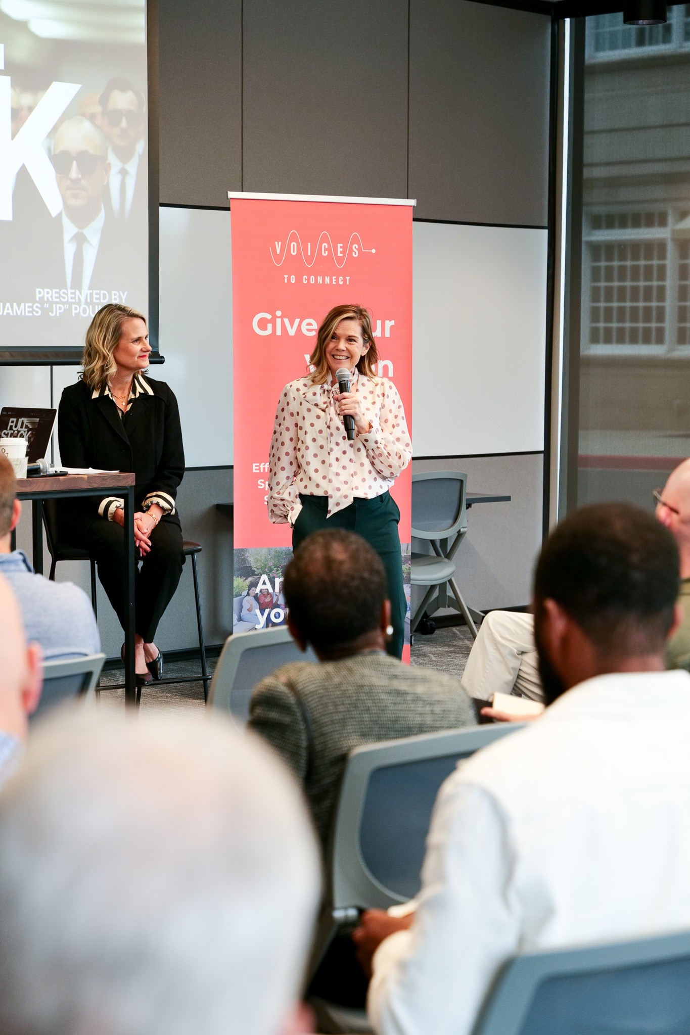 Teacher posing at a high school